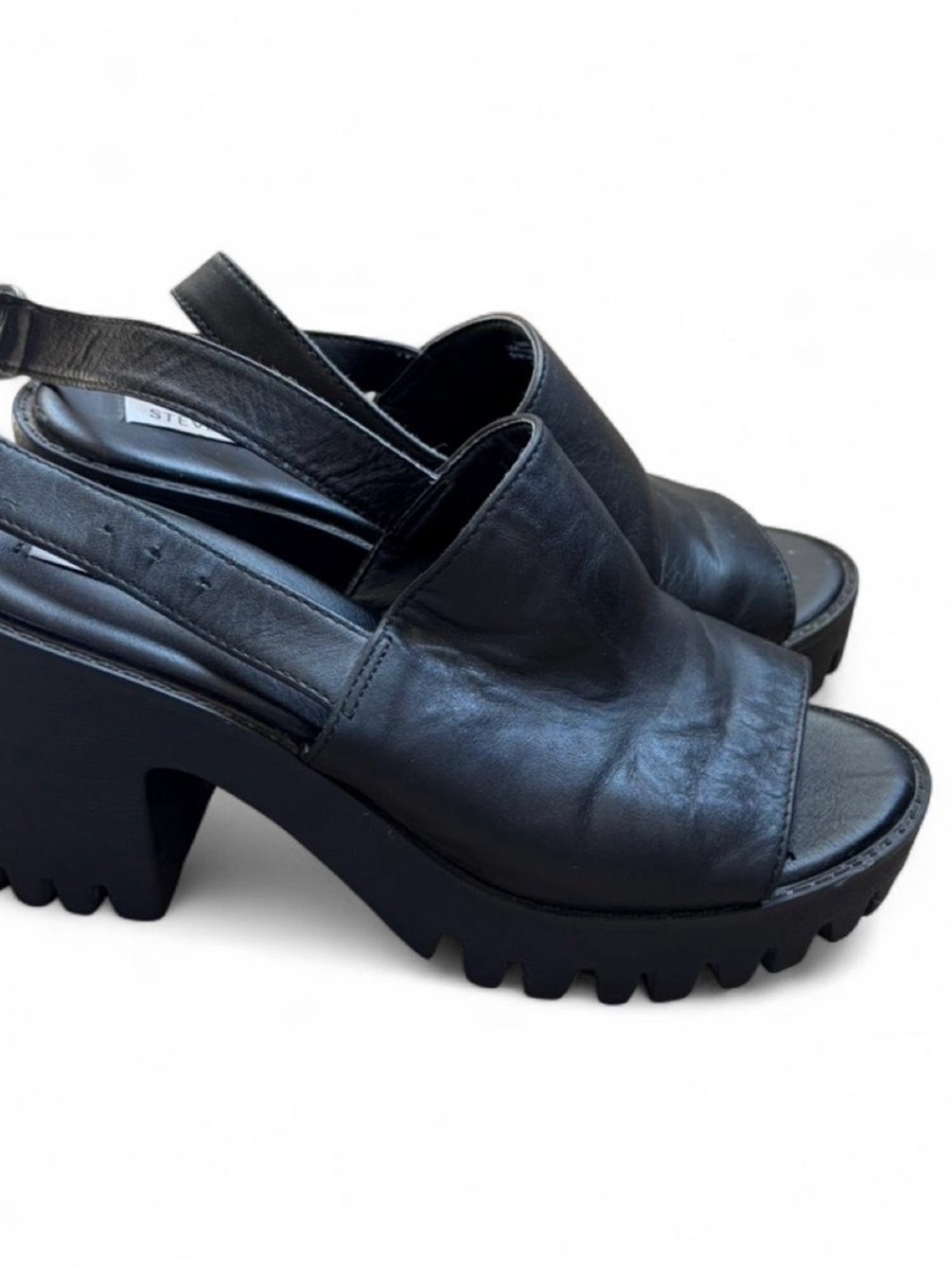 Steve Madden Black Chunky Platform Slingback Heels